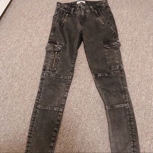ZARA cargo skinny jeans in washed black